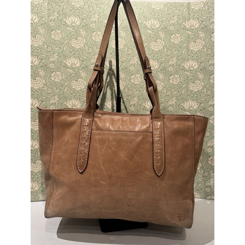 Frye Reed Women's  Tan Tote Braided Shoulder  Straps Soft Leather Bag Purse